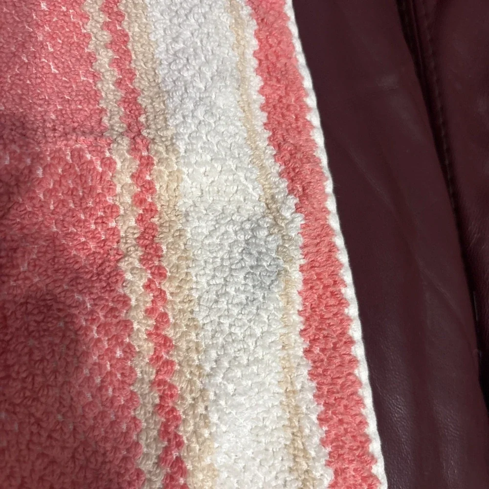 NAUTICA LAKEVIEW CORAL & TAN WHITE STRIPE 4 Piece HAND Cloth & Bath Beach Towel